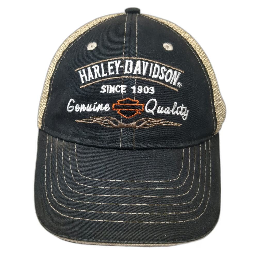 Harley-Davidson Trucker Hat Black One Size Mesh Snapback Bar & Shield Logo